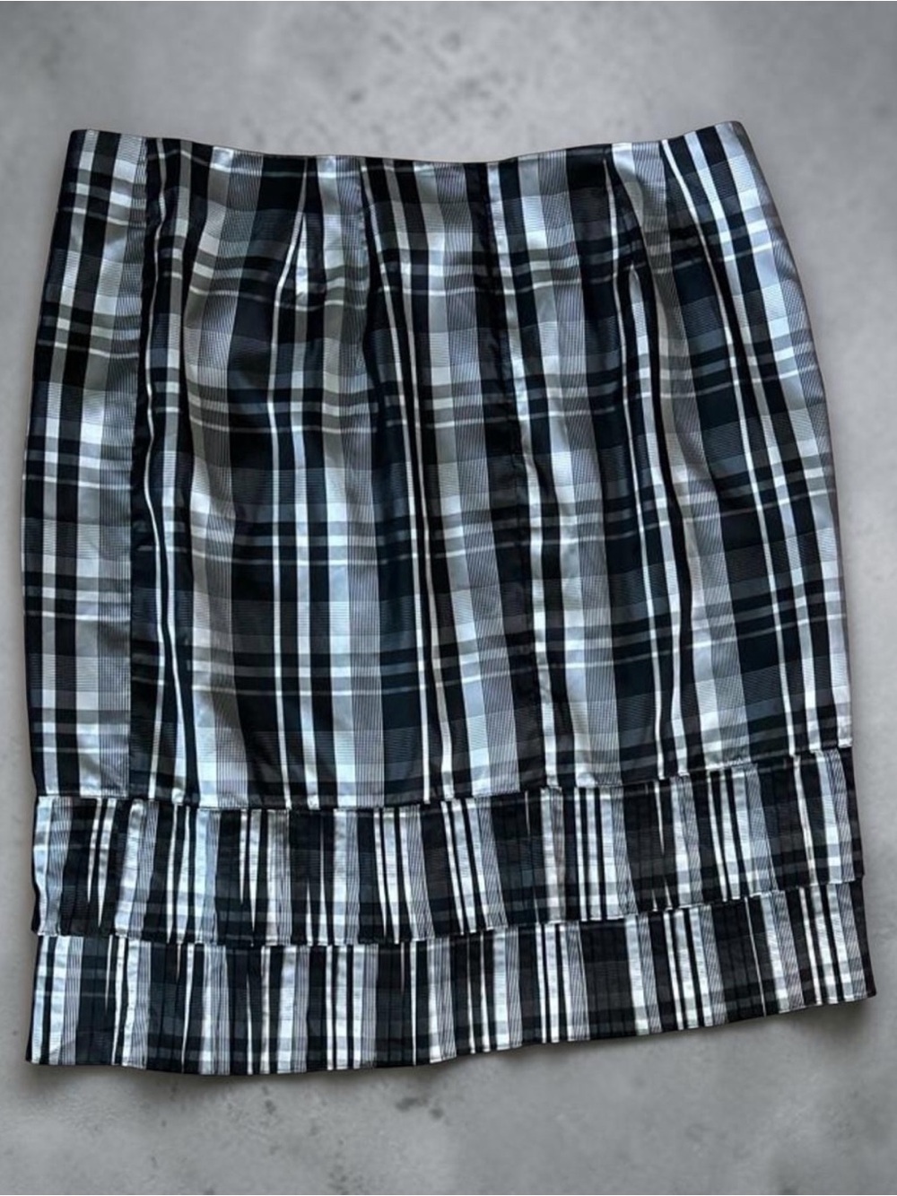 Ashley Stewart Black and White Plaid Mini Skirt